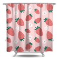 thumbnail image 1 of Sweet Kawaii Strawberry Shower Curtain Premium Fabric Machine Washable with 12 Included Hooks, 1 of 3