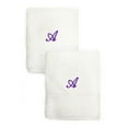 thumbnail image 1 of Sweet Kids 2-piece White Turkish Cotton Hand Towels Personalized with Lavender Purple Monogrammed Initial, 1 of 5