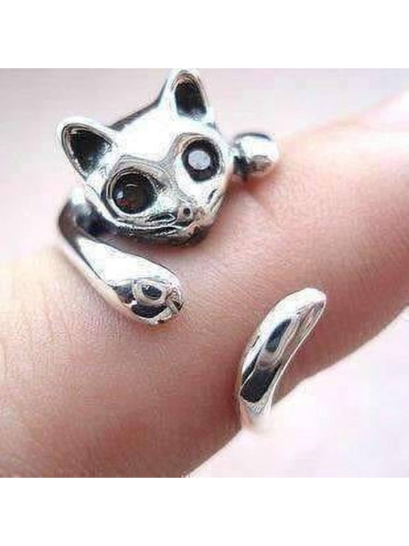 Sweet Kitty Cat Wrap Around Animal Ring For Woman