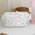 thumbnail image 1 of Sweet Lace Floral Cosmetic Bag, Cottagecore Ruffle Lace Makeup Pouch, Portable Large Capacity Travel Toiletry & Stationery Storage Bag(Pink), 1 of 9