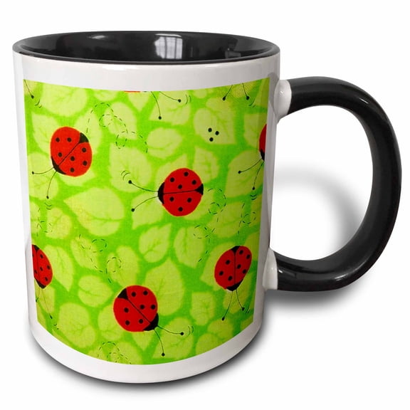 3drose, Sweet Ladybug, 11oz Two-tone Black Mug