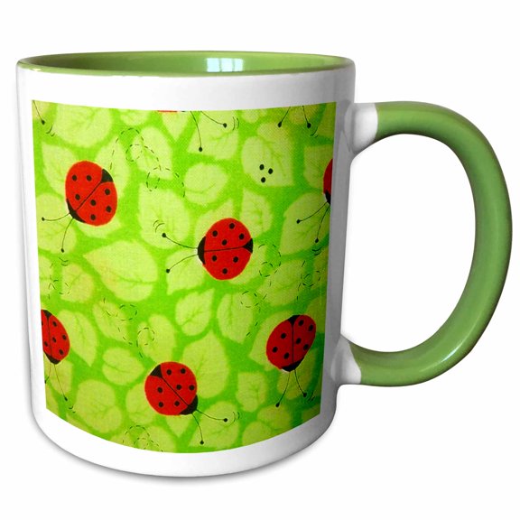 3drose, Sweet Ladybug, 11oz Two-tone Green Mug