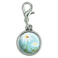 thumbnail image 1 of Sweet Ladybugs on Flowers Antiqued Bracelet Pendant Zipper Pull Charm with Lobster Clasp, 1 of 1