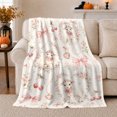 thumbnail image 1 of Sweet Lambs Pink Florals bedroom, Playful Botanical Garden Scene, Warm Flannel Blanket for Sunroom and Reading Nook, Garden Lovers Valentine's Day Gift, Artistic Home Decor, 1 of 9