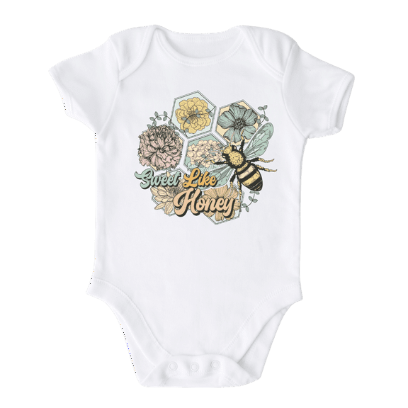 Sweet Like Honey Baby Bodysuit, Newborn Outfit, Baby Clothes, Gift for Children 6-9m White