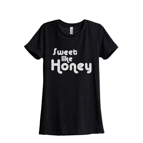Sweet Like Honey Women's Fashion Relaxed T-Shirt Tee Heather Black Large