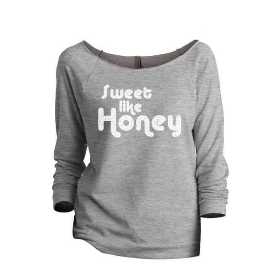 Sweet Like Honey Women's Fashion Slouchy 3/4 Sleeves Raglan Sweatshirt Sport Grey Small