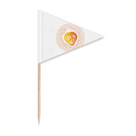 Sweet Line Strawberry Life Toothpick Triangle Cupcake Toppers Flag