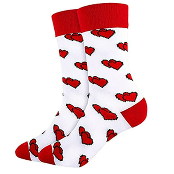 Sweet Lips Heart Pattern Middle Calf Cotton Socks for Valentines Day Celebration
