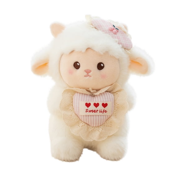 Sweet Little Lamb Buddy Plush Toy Soft Sheep Stuffed Animal with Glasses and Accessory Cute Farm Animal Figure for Home Decor and Bedside Companion