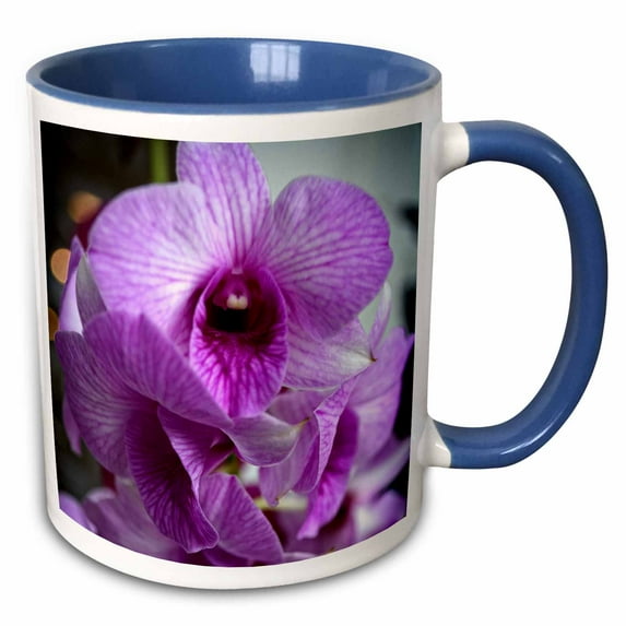 Sweet Little Pink Orchids is an exotic tiny little pink orchid 15oz Two-Tone Blue Mug mug-252521-11