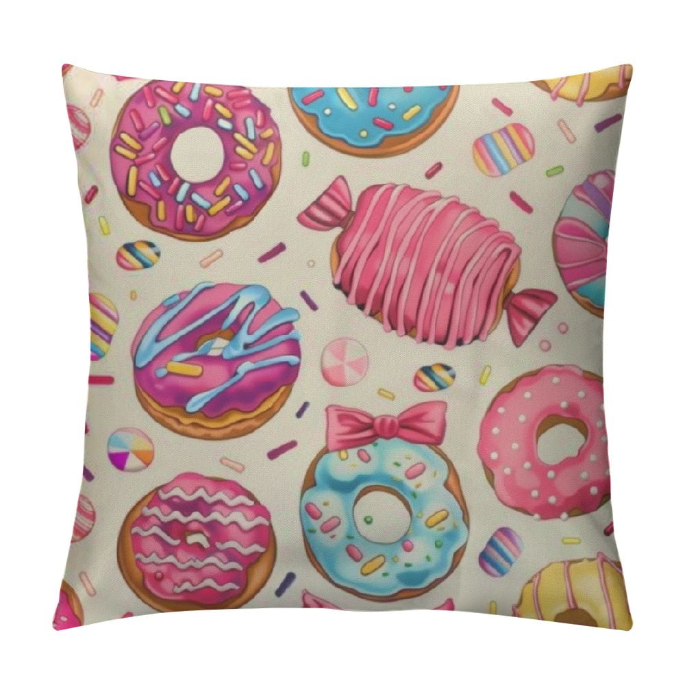 Sweet Lollipop Cupcake Print Square Pillow Case Sofa Living Room