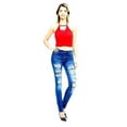 thumbnail image 1 of Sweet Look Juniors Womens Blue Denim Jeans Stretch Skinny Ripped Distressed Jean Pants, 1 of 5