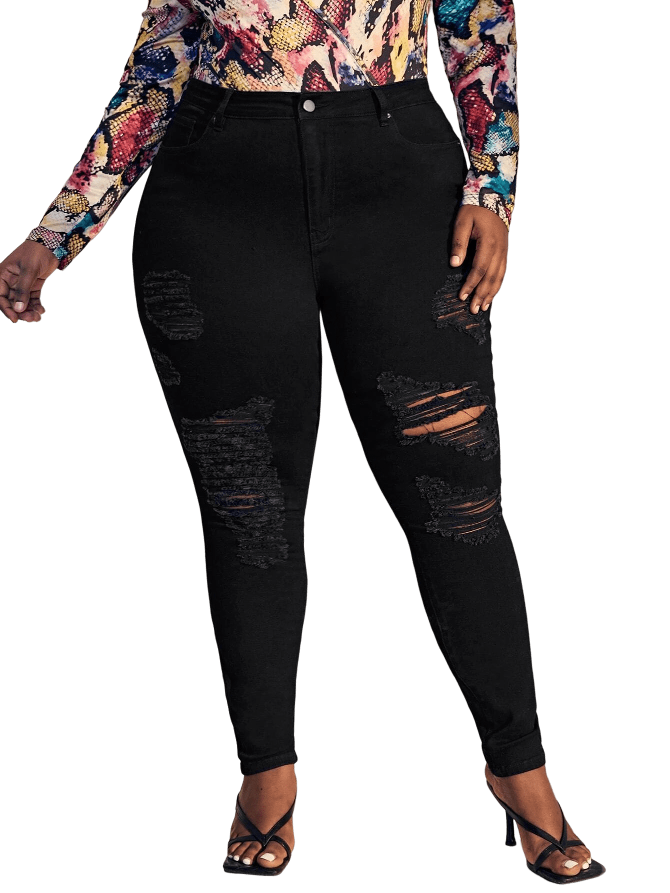 Sweet Look/Pasion/Studio Q/Womens Super Plus Size Ripped Destroy Denim  Distressed Skinny Jeans Pants Size-14 to 34