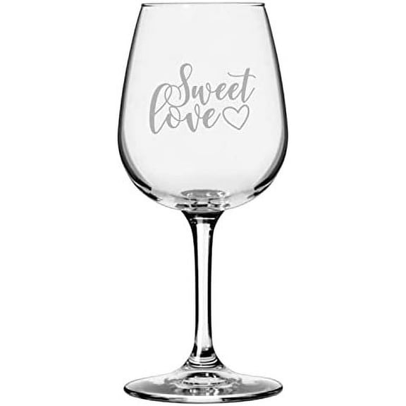 Sweet Love Valentine's Day Quotes Etched 12.75oz All Purpose Libbey Wine Glass