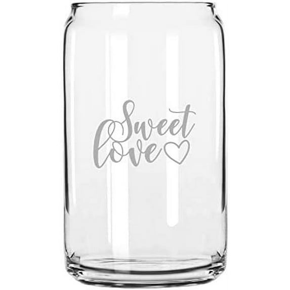 Sweet Love Valentine's Day Quotes Etched 16oz Libbey Can Glass