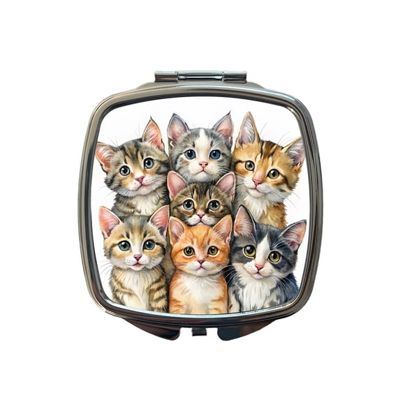 Sweet Manx Cats Travel Makeup Handbag Purse Small Pocket Compact Mirror