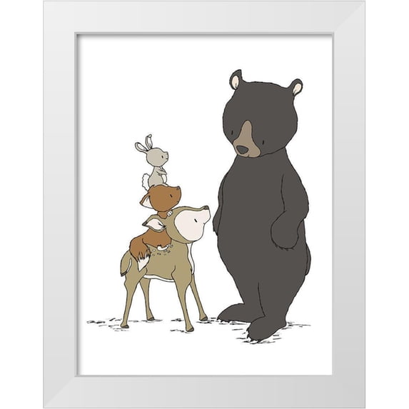 Sweet Melody Designs 25x32 White Modern Wood Framed Museum Art Print Titled - Woodland Beary Nice To Meet You