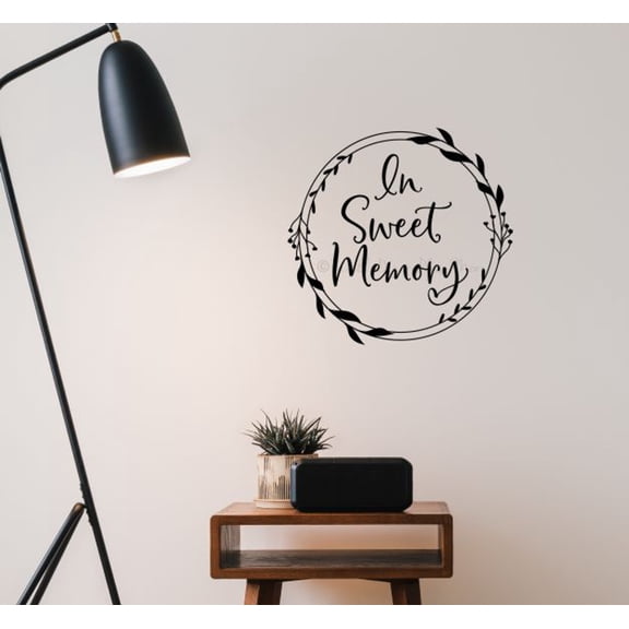 In Sweet Memory Circle In Loving Memory Wall Decals - Adhesive Wall Lettering Vinyl Decal Sayings - Memorial Wall Decor - In Memory of Decals - Memory Wall Decal - Made in USA, 18x18-Inch, Black