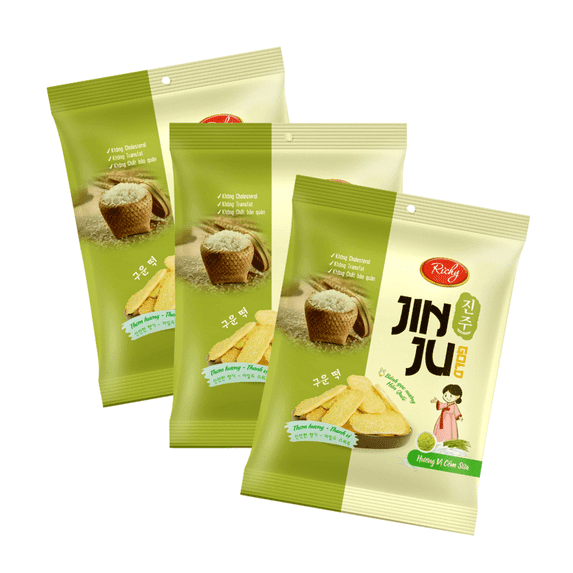 Richy Jinju Sweet Milk Rice Cracker (Pack Of 3), 5.11 oz., Crunchy Rice Crackers