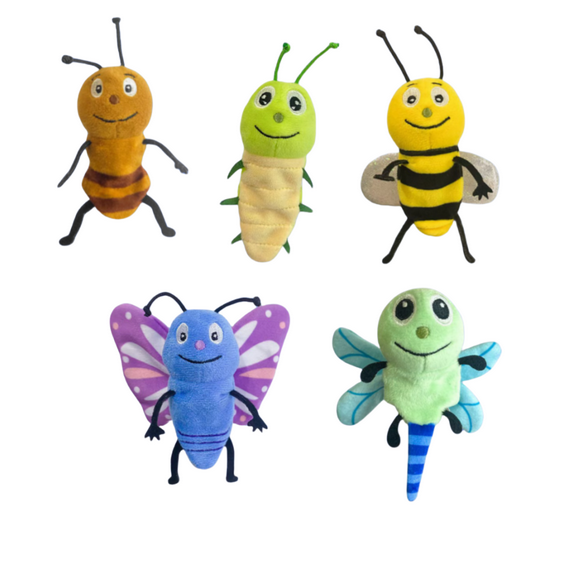 Sweet Mu Cheng-5-piece Mini Insect Finger Puppet Plush Animal Toy -3.5-inch Children's & Toddler Plush Toy Learning Storytelling Set