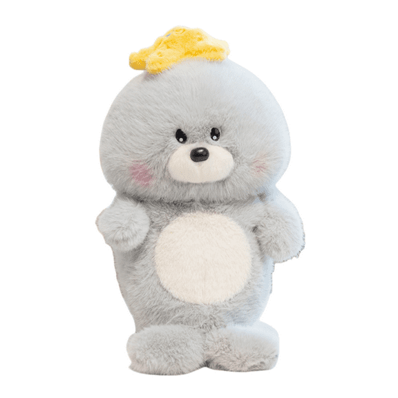 Sweet Mu Cheng-Soft Sea Lion Plush Toy-15.7" Gray Cuddly Stuffed Animal, Child-Safe Gift for Kids & Collectors