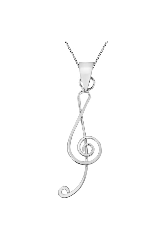 Sweet Music Treble Clef Musical Note 925 Silver Pendant Necklace