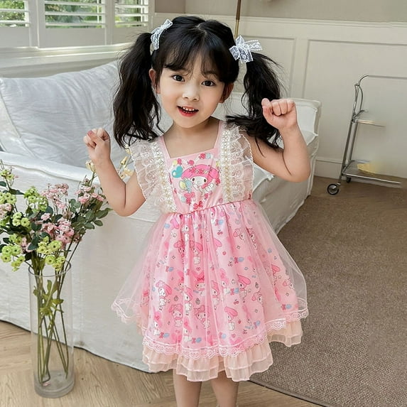 Sweet My Melody Anime Kawaii Sanrio Baby Princess Shirt Dress New Cute Cartoon Kuromi Ins Fashion Skirt Clothing Toys