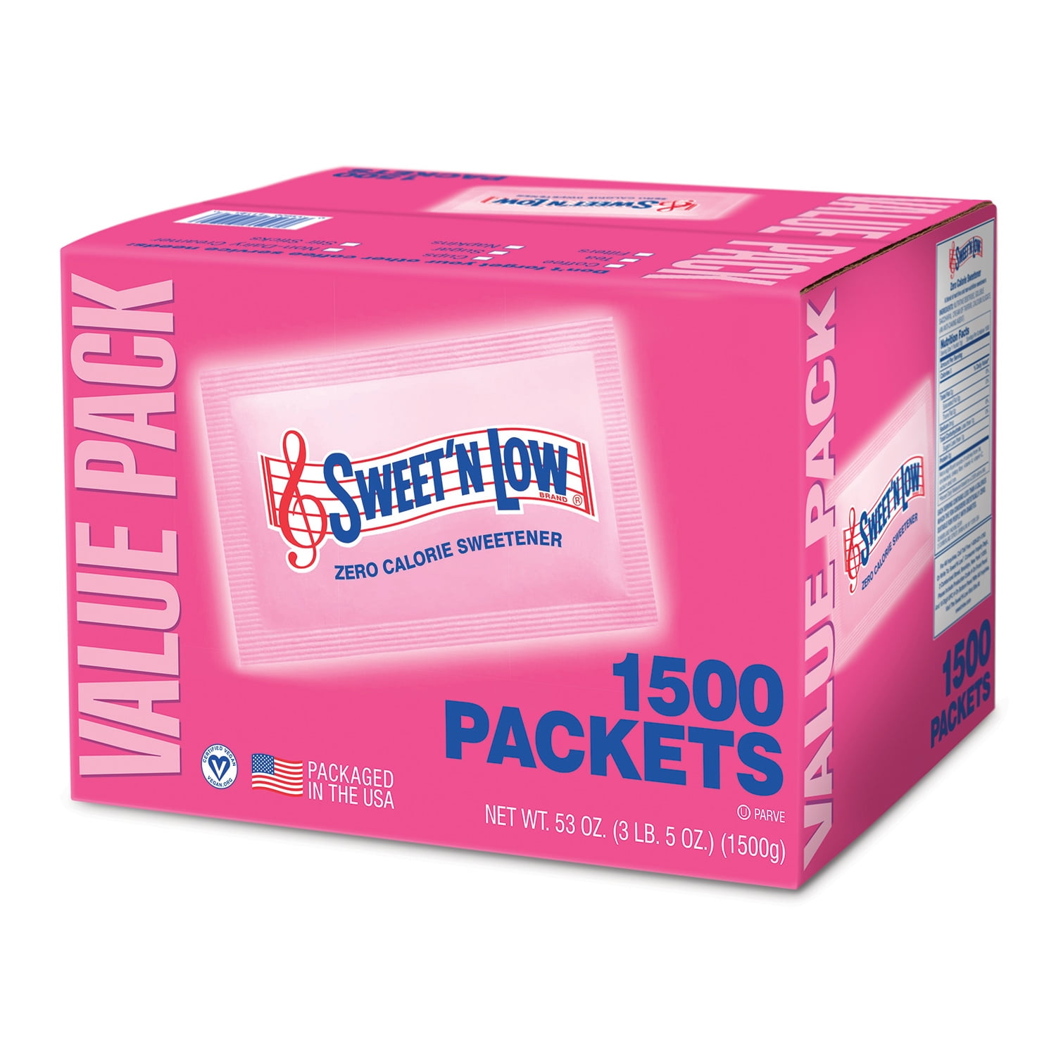 Sweet'N Low Zero Calorie Sweetener, Sugar Substitute Packets, 53 oz, 1500 Count