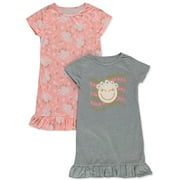 Sweet N Sassy Girls' 2-Pack Sleep Nightgowns - gray/coral, 12 (Big Girls)