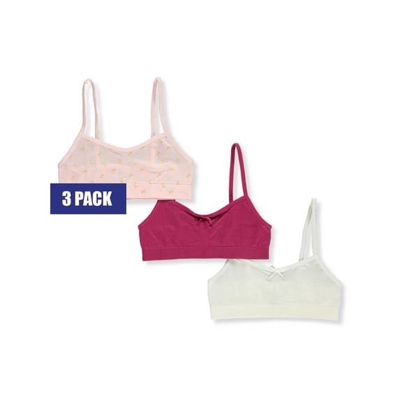 Sweet N Sassy Girls' 3-Pack Bras - Pink/Multi, 36