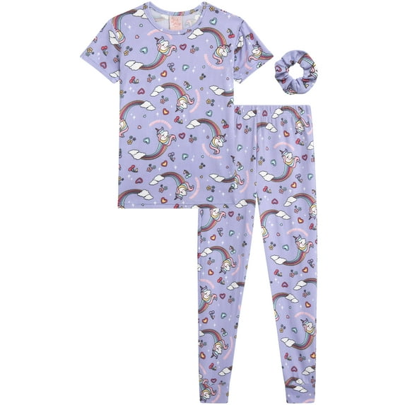 Sweet 'N Sassy Girls' Pajama Set - 2 Piece Hacci Snug Fit Sleep Shirt and Pajama Pants (Sizes: 7-14)
