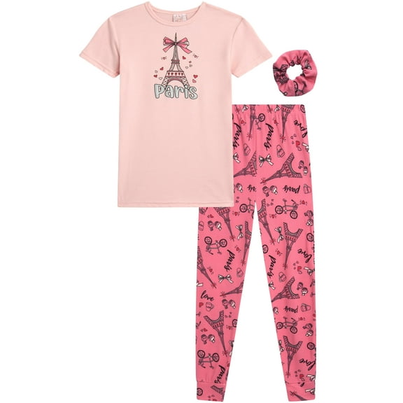 Sweet 'N Sassy Girls' Pajama Set - 2 Piece Hacci Snug Fit Sleep Shirt and Pajama Pants (Sizes: 7-14)