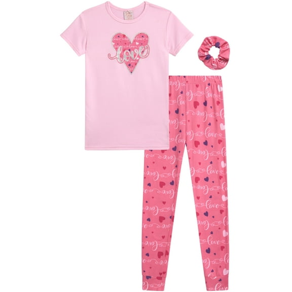 Sweet 'N Sassy Girls' Pajama Set - 2 Piece Hacci Snug Fit Sleep Shirt and Pajama Pants (Sizes: 7-14)