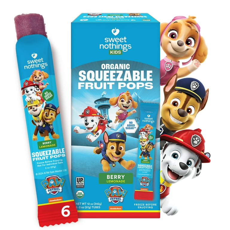 Sweet Nothings Paw Patrol Organic Frozen Squeezable Fruit Pops, Berry Lemonade, 2 oz, 6 count