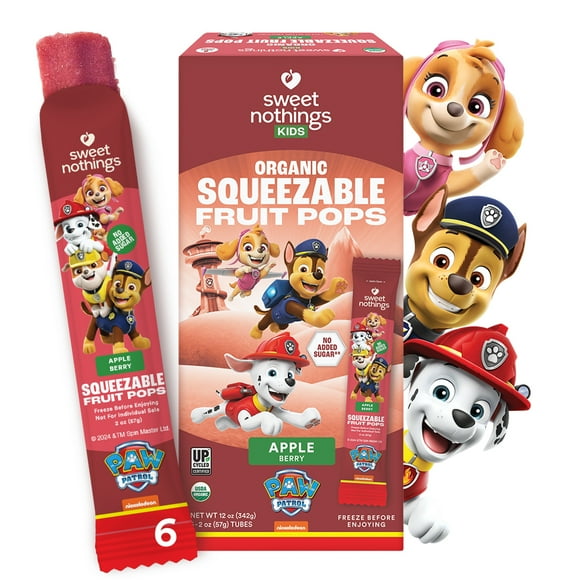 Sweet Nothings Paw Patrol, Squeezable Fruit Pops Apple Berry, 6 - 2oz. Pops, 6 Count. Frozen. Ready to Eat