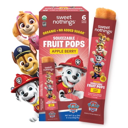 Sweet Nothings Paw Patrol, Squeezable Fruit Pops Apple Berry, 6 - 2oz. Pops, 6 Count. Frozen. Ready to Eat