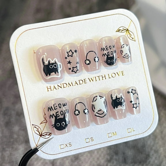 Sweet Nude Cat Eye Wear Armor Cute Cat Nail Sticker