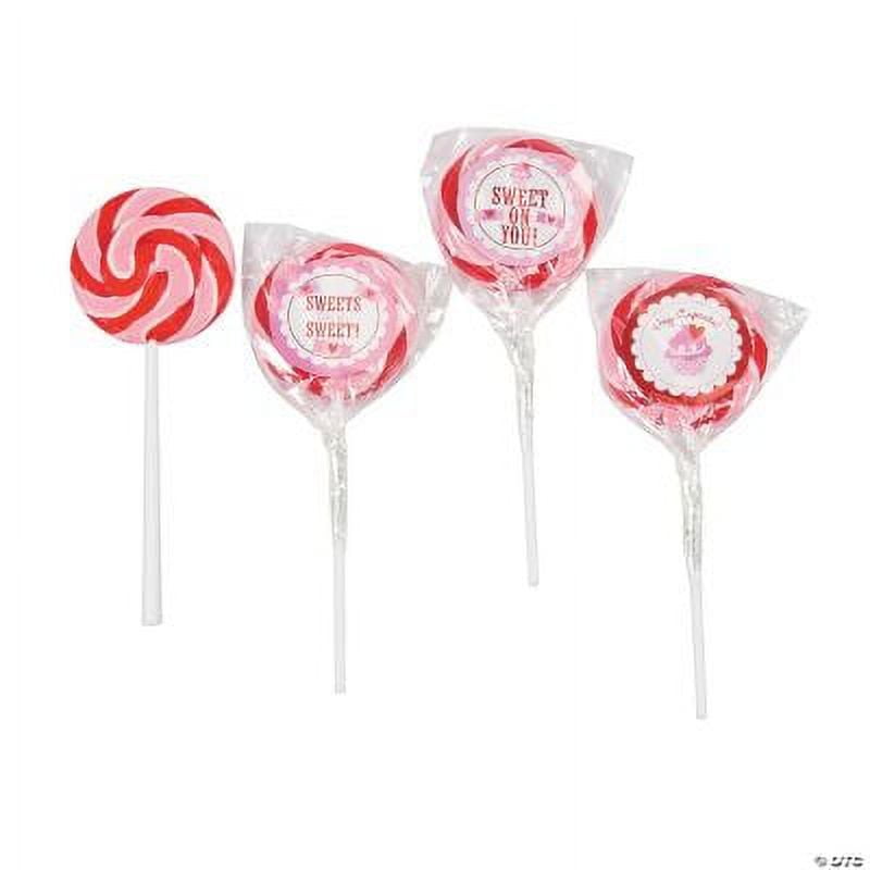 Pink Swirl Lollipop Suckers - 24 Individually Wrapped Pieces