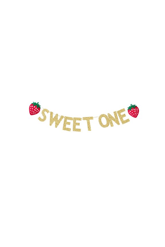 Sweet One Banner, Girls One Year Old Birthday Party Decorations Strawberry Themed Sigfn for 1st Birthday Party