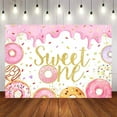 thumbnail image 1 of Sweet One Donut Birthday Backdrop Girls Pink Donut 1st Birthday Background Decorations Doughnut Theme Sweet One First Birthday Party Banner Supplies, 1 of 2