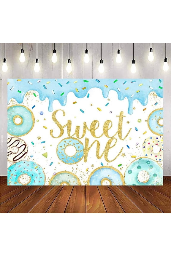 Sweet One Donut Birthday Backdrop Girls Pink Donut 1st Birthday Background Decorations Doughnut Theme Sweet One First Birthday Party Banner Supplies