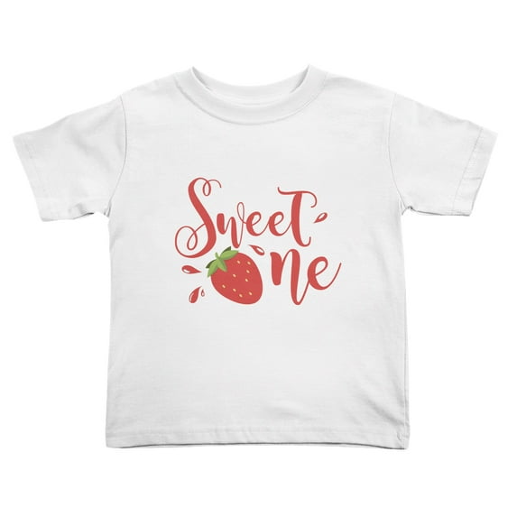 Sweet One Strawberry 1St Birthday Cute Toddler Tshirts for Boys Girls (White, 4T)