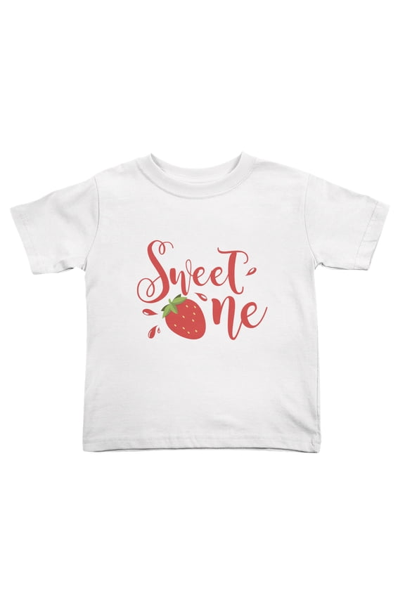 Sweet One Strawberry 1St Birthday Cute Toddler Tshirts for Boys Girls (White, Youth S)