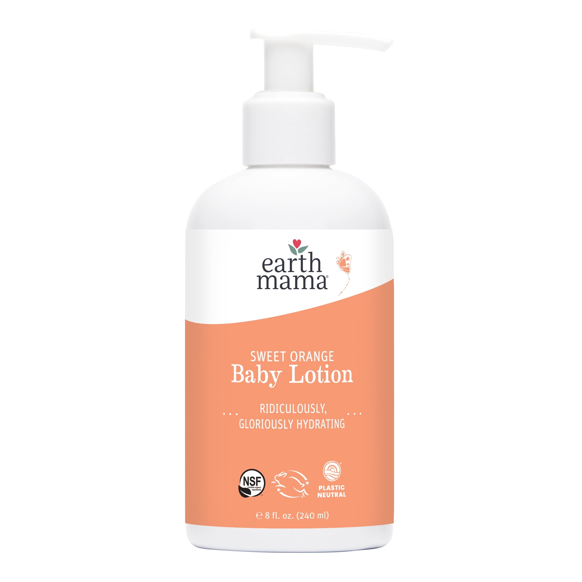 Earth Mama Organics Sweet Orange Baby Lotion, Moisturizer for Dry, Sensitive Skin, 8 oz