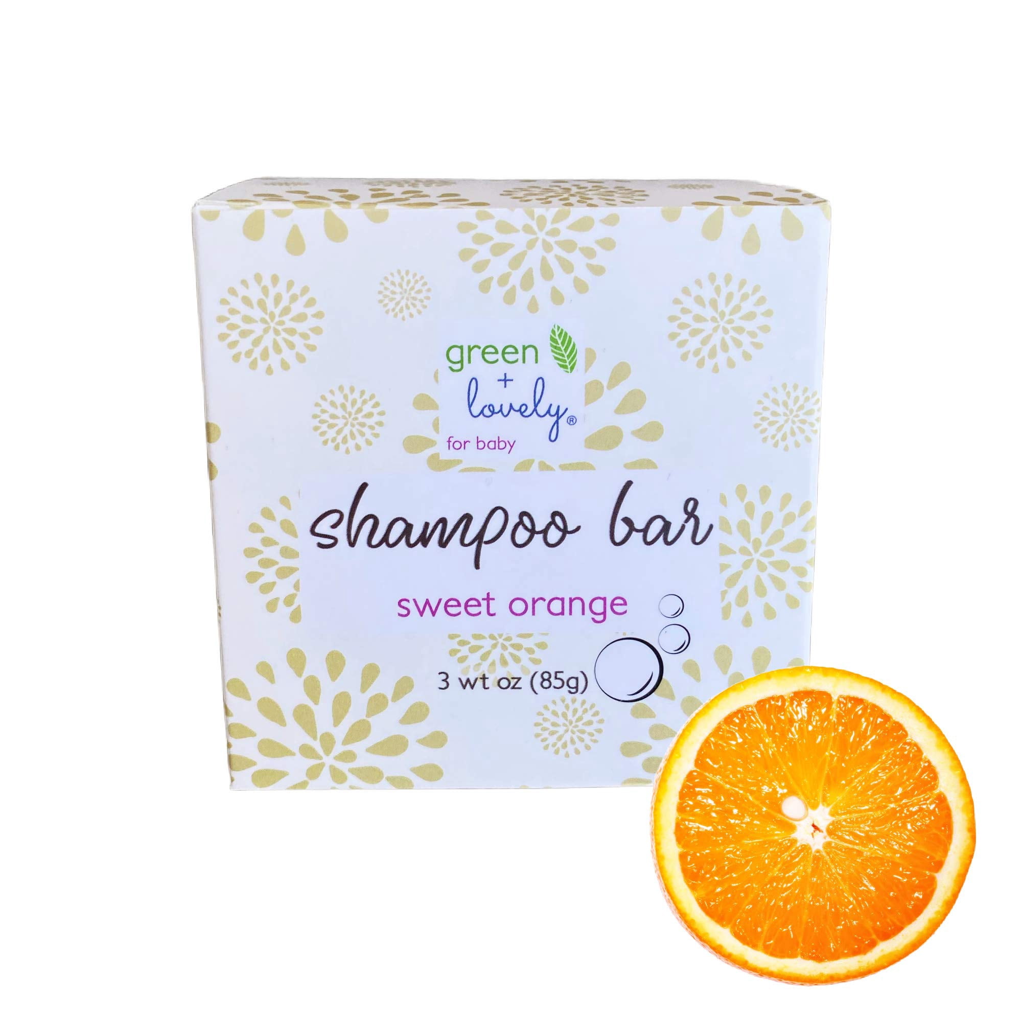 Sweet Orange Baby and Kids Shampoo + Body Bar /// Gentle SLS, Sulfate, and Paraben Free Hair and Body wash for Babies and Kids, green + lovely
