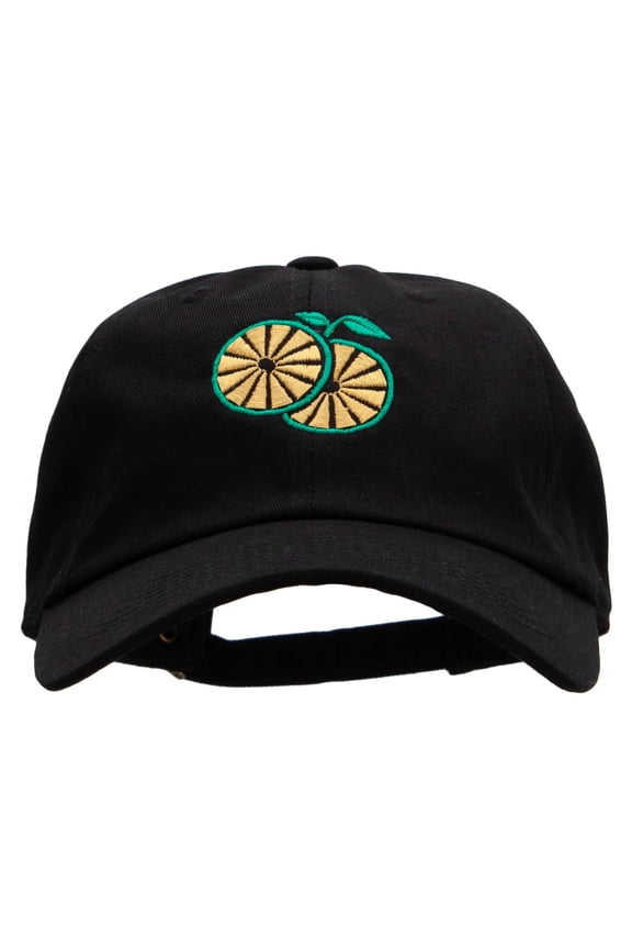 Sweet Orange Embroidered Unstructured Cotton Twill Washed Cap - Black OSFM