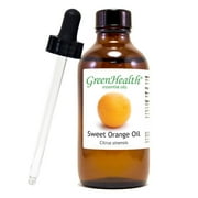 Sweet Orange Essential Oil - 4 fl oz 118 ml Glass Bottle w/ Cap & Additional Glass Dropper - 100% Pure Essential Oil by GreenHealth