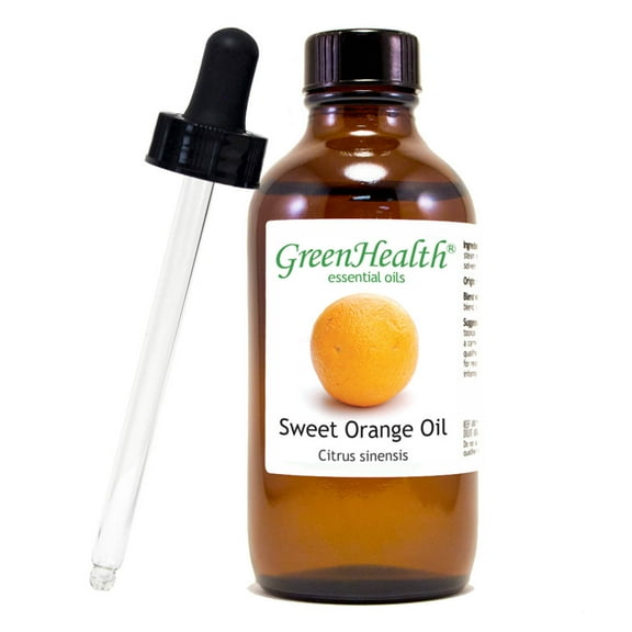 Sweet Orange Essential Oil - 4 fl oz (118 ml) Glass Bottle w/ Cap & Additional Glass Dropper - 100% Pure Essential Oil by GreenHealth