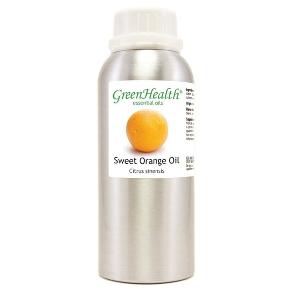 Sweet Orange Essential Oil 8 fl oz (237 ml) Aluminum Bottle w/Plug Cap 100% Pure Essential Oil - GreenHealth